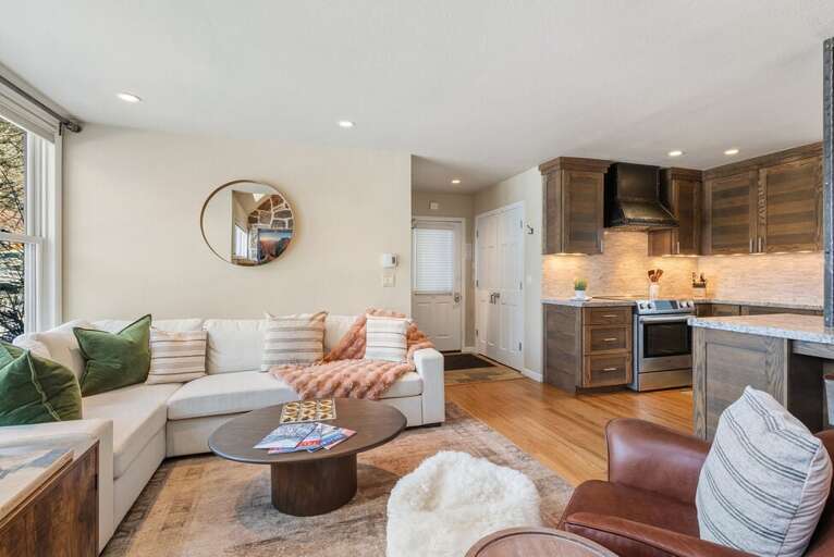 Cozy living area perfect for family time, movie night and relaxing after a fun day in the mountains.