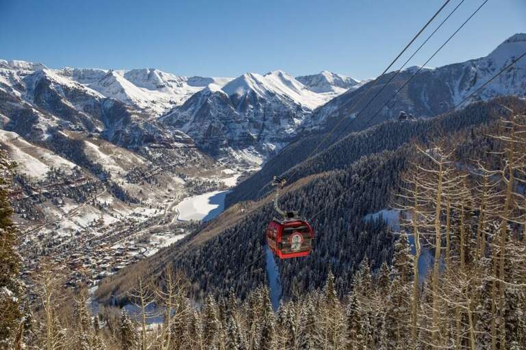 Telluride's Free Gondola provides access to skiing, biking, hiking and Mountain Village.