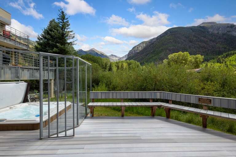 Incredible views from the hot tub and decking area.