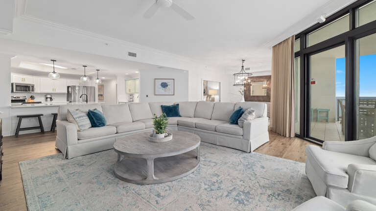 Living Room Interior With Sofas And Kitchen In The Background