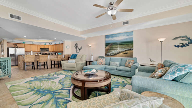 Spacious Living Room With Beach-themed Decor And Open Floor Plan Spacious Living Room With Beach-themed Decor And Open Floor Plan