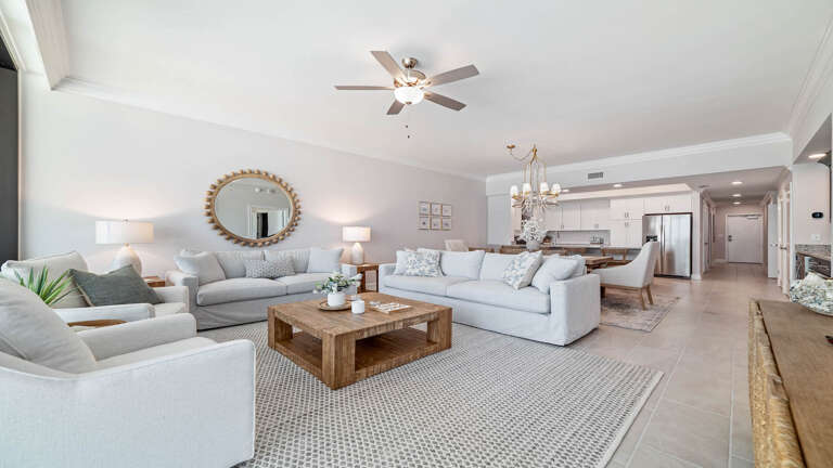 Spacious, Spotless Living Space With Sofa Set, Kitchen, Wooden Table