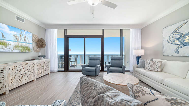 Seaside Living Space Leading To Balcony With Ocean View