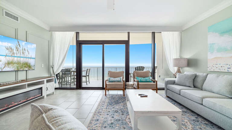 Interior Living Space Leading To Balcony Overlooking Sea