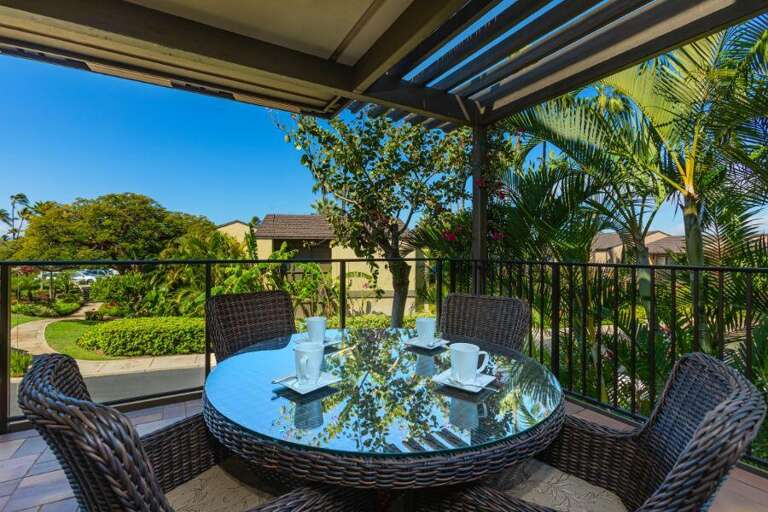 Balcony Breakfast Setting With Breezy Backdrop