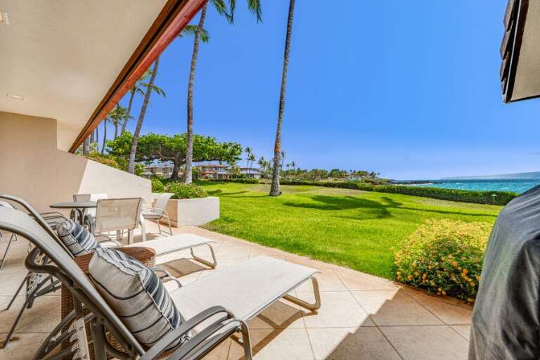 Patio View Of A Plush Green, Sea-side Vacation Rental