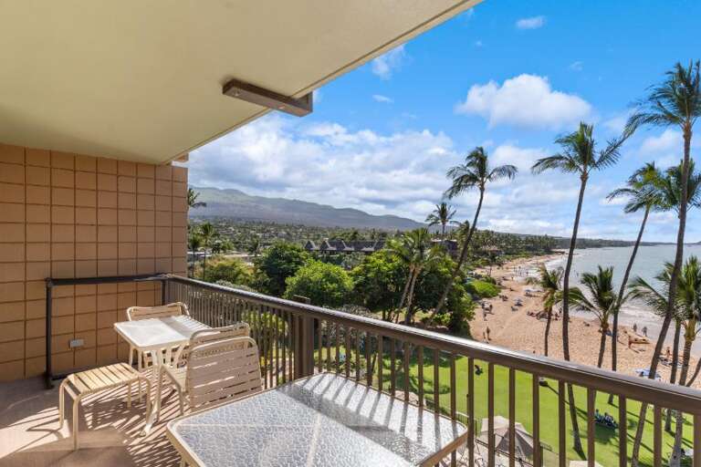 Balcony Beach View With Breezy Palms And Sunlit Sands