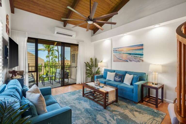 Bright Beachside Living Room In Vacation Rental With Balcony View