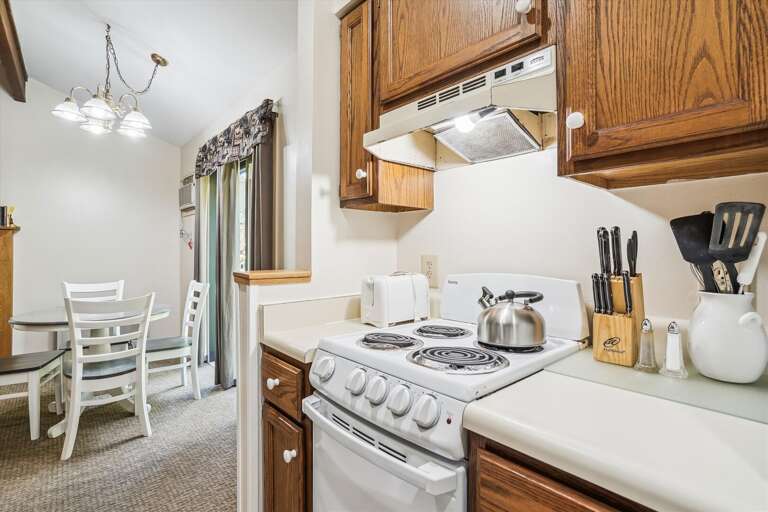 Cook your meals in this efficient kitchen.