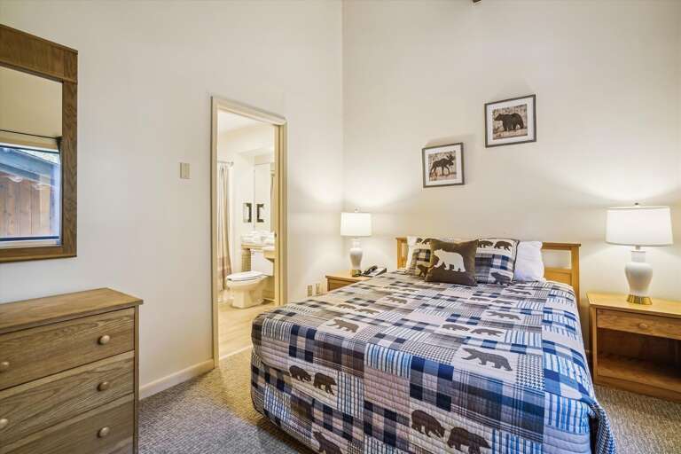 Queen bedroom with attached bathroom.