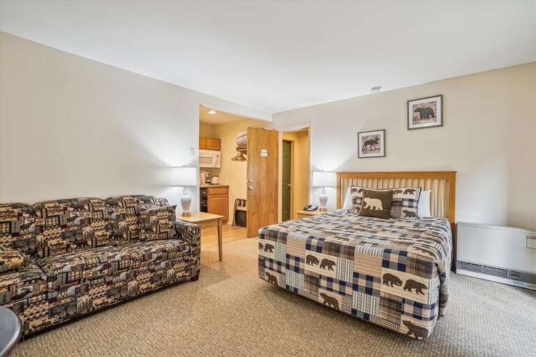 Get a good nights sleep with a queen sized bed.