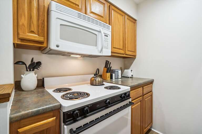 If you prefer to eat in, enjoy the full sized kitchen with all the essentials. If you prefer to eat in, enjoy the full sized kitchen with all the essentials.