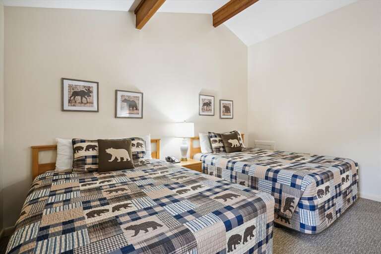 Get a good nights sleep in the bedroom with a queen sized bed.