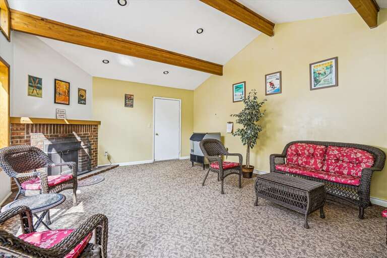 Relax in our lounge area with the fireplace.