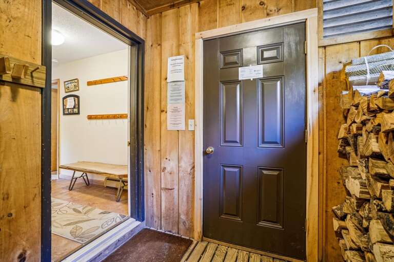 Entrance to home, complimentary wood for the fireplace, please do not leave fireplace unattended if in use.
