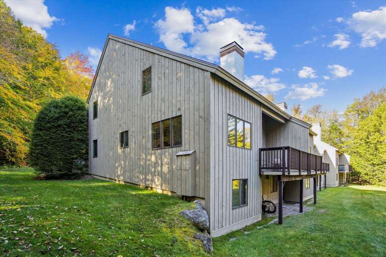 Back view of your townhouse.  End unit with access to deck and patio.  Winter access may be limited.