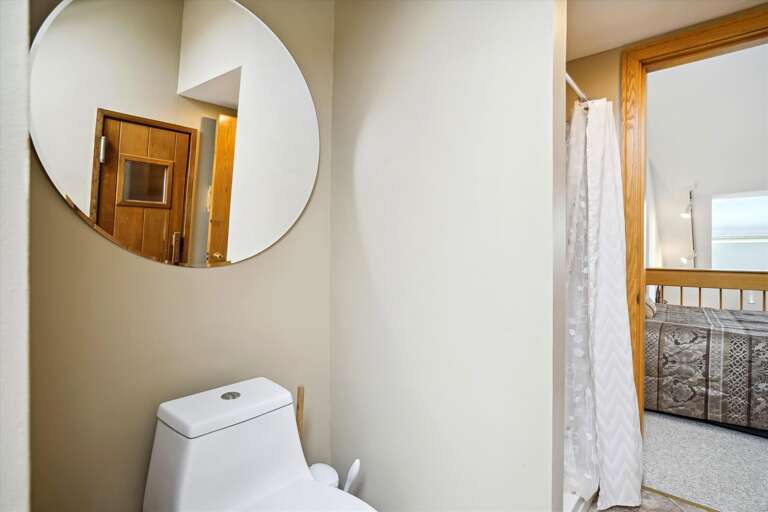 Bathroom connected to the loft sleeping area with sauna Bathroom connected to the loft sleeping area with sauna