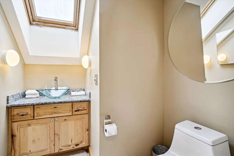 Bathroom connected to the loft sleeping area with sauna Bathroom connected to the loft sleeping area with sauna