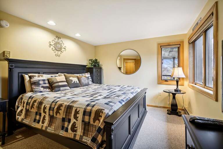 Master bedroom with King size bed and ensuite full bathroom with a jacuzzi tub Master bedroom with King size bed and ensuite full bathroom with a jacuzzi tub