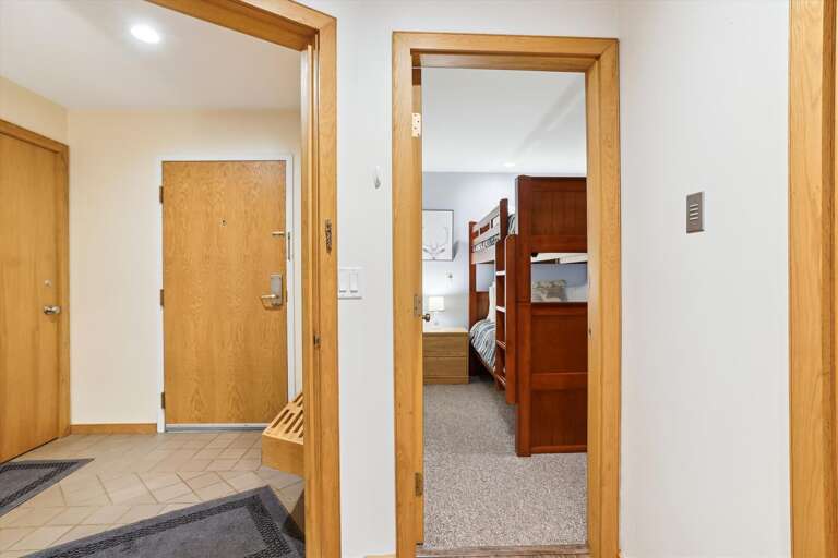 A view into the bedroom an entrance.