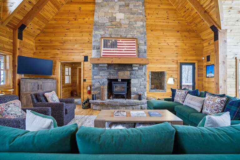 Stone Fireplace and Gathering Area