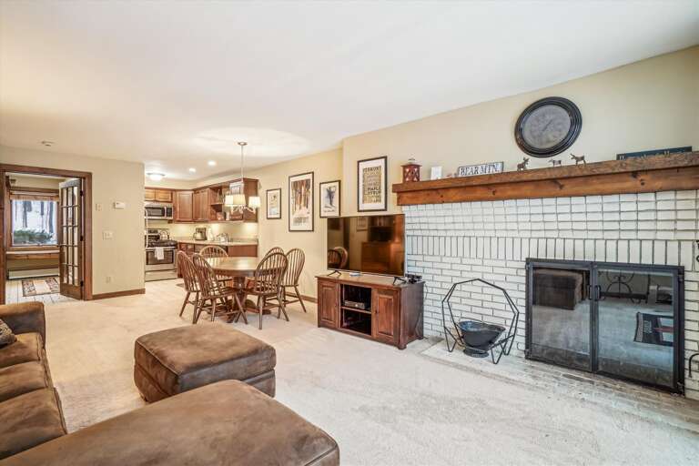 Living Room with Wood-Burning Fireplace
