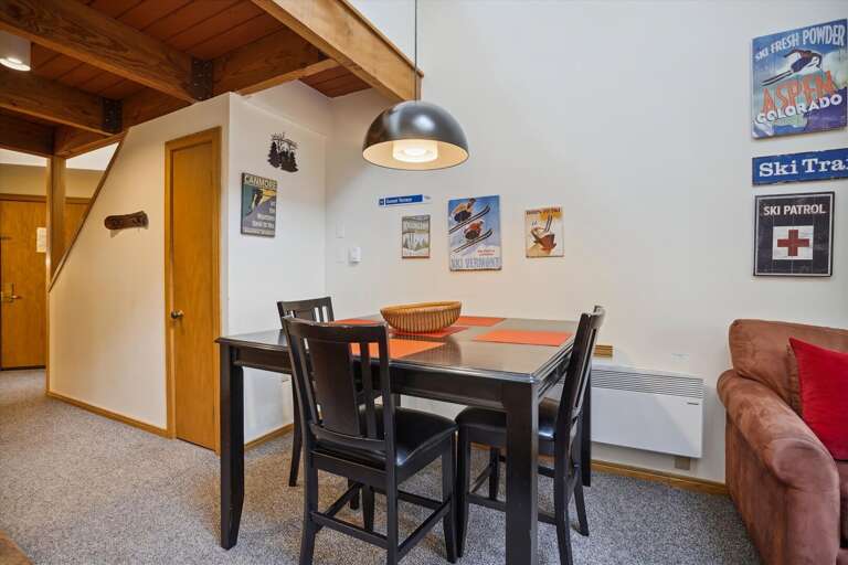 Enough seating for four at the dining table.