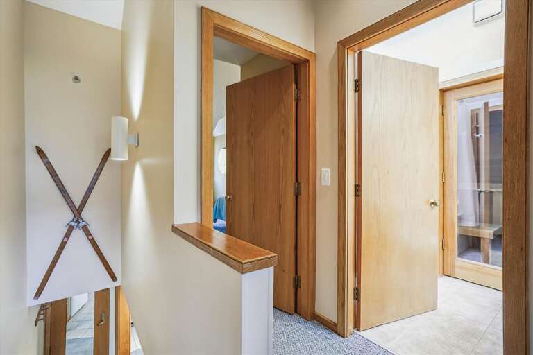 Access to upstairs bedroom and sauna area