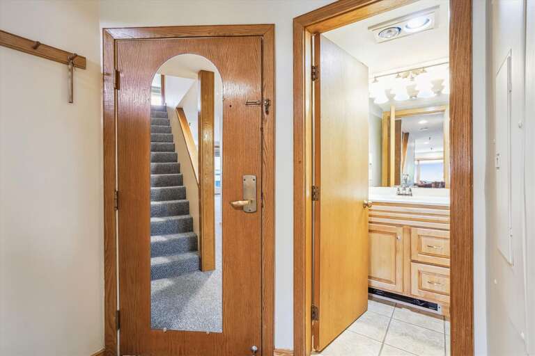 Entrance to unit and access Full bathroom with shower only on main level