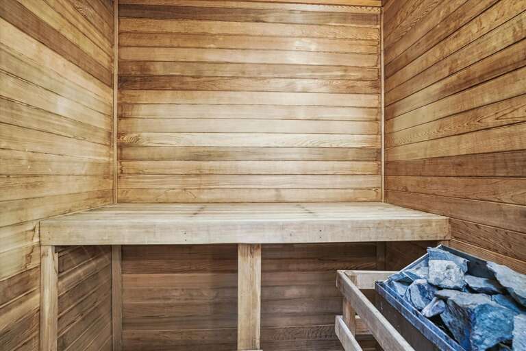 private sauna seats 2 comfortably