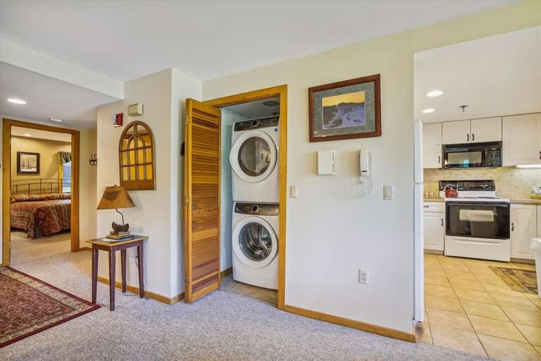 Private washer and dryer conveniently tucked away in the closet