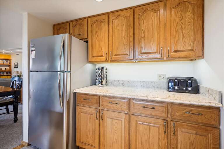 Nicely upgraded kitchen, plenty of counter space.