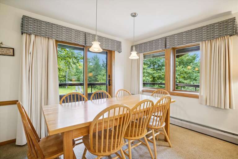 Dining Table seats 8 comfortably, lots of natural lighting and scenery for your pleasure