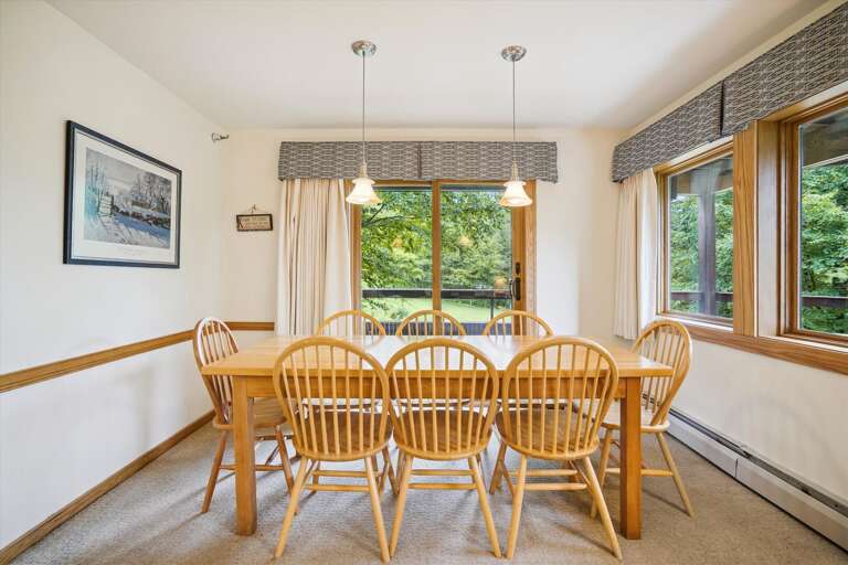 Dining Table seats 8 comfortably, lots of natural lighting and scenery for your pleasure