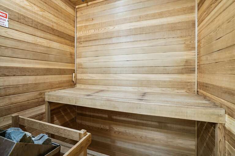 Private sauna seats 2 people perfectly