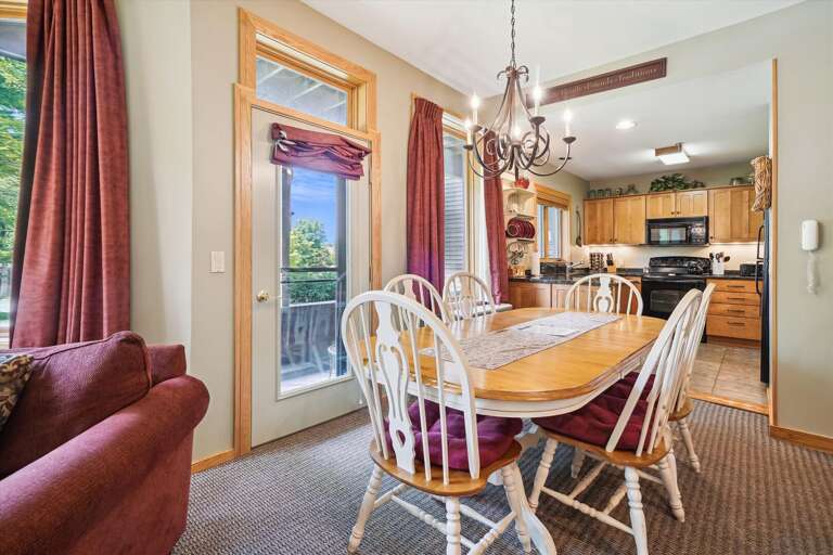 After a morning run on the slopes, your condo is a short ride from the slopes, warm up while having some lunch.  Dining table seats 6 comfortably.