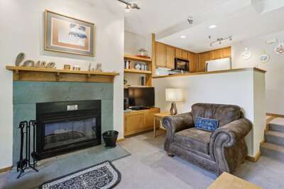 Wood burning fireplace. Wood burning fireplace.