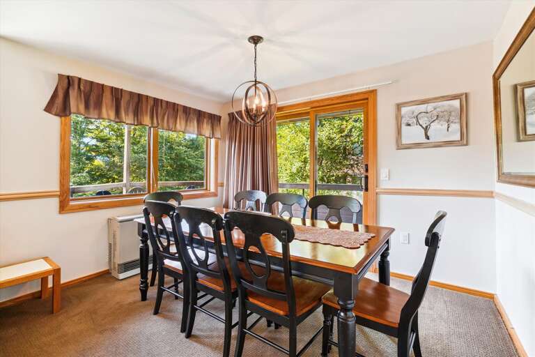 Well lit dining area.