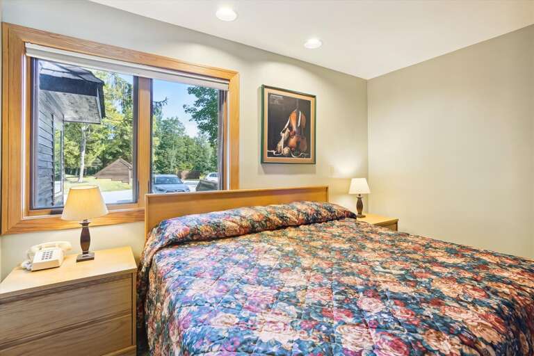 This bedroom is bright and cheery.