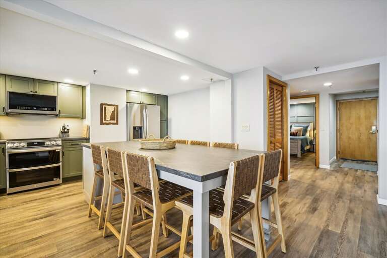 This dining area is so versatile!   Can be used to serve and as a dining table, seats 8