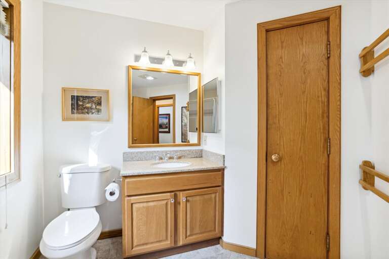 Well lit mirror for your convenience.