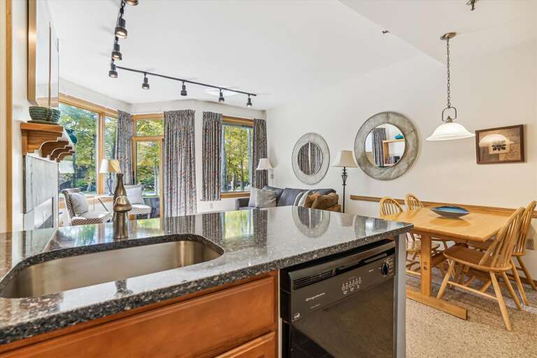 Granite counter tops in the kitchen.