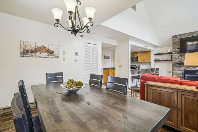 Well lit dining area.