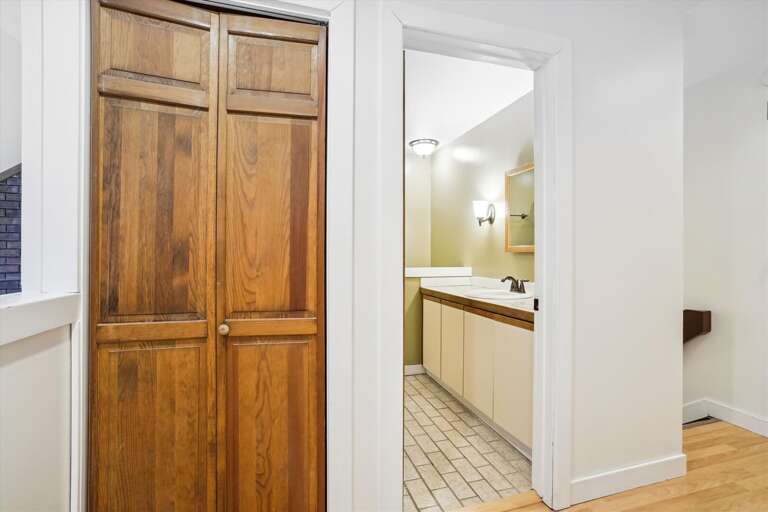 Looking into a full bathroom.