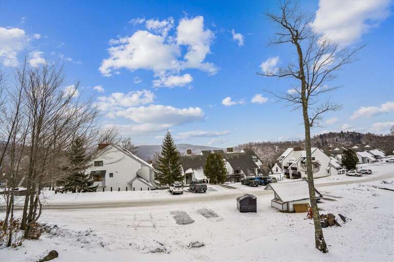 Looking out at the parking lot.