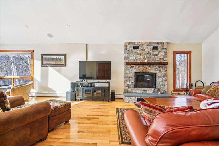 Living Room with Stone Fireplace
