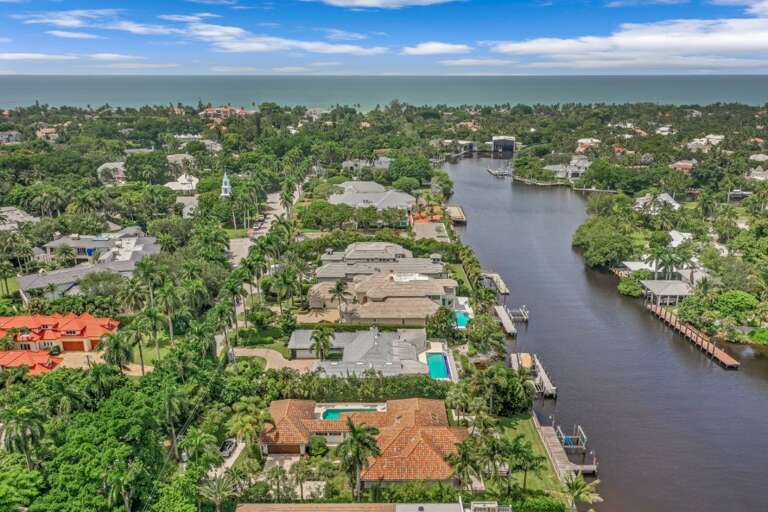 Aerial View of Canal & Gulf of Mexico