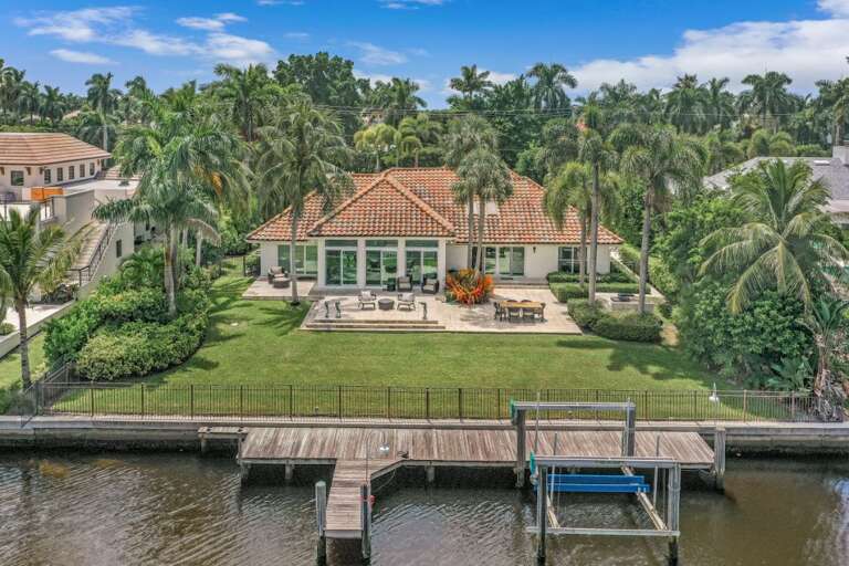 Aerial View of Backyard & Private Dock