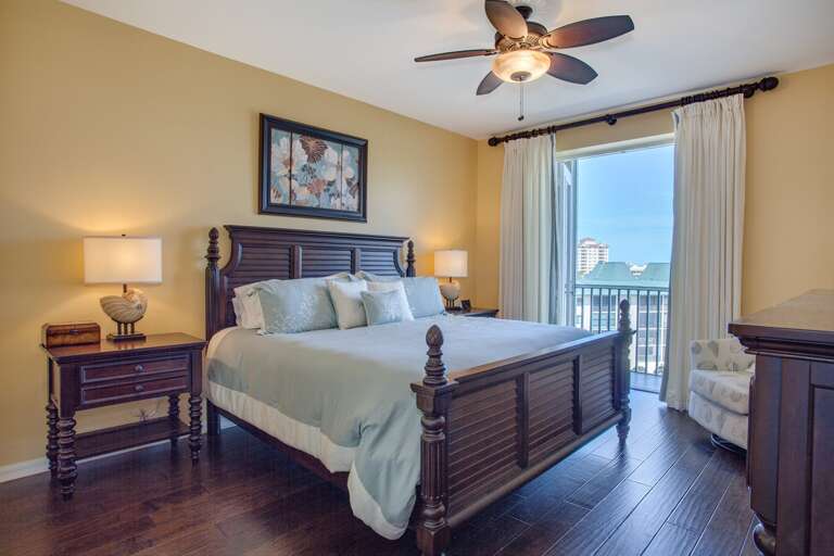 Bedroom Interior With Ocean View Balcony