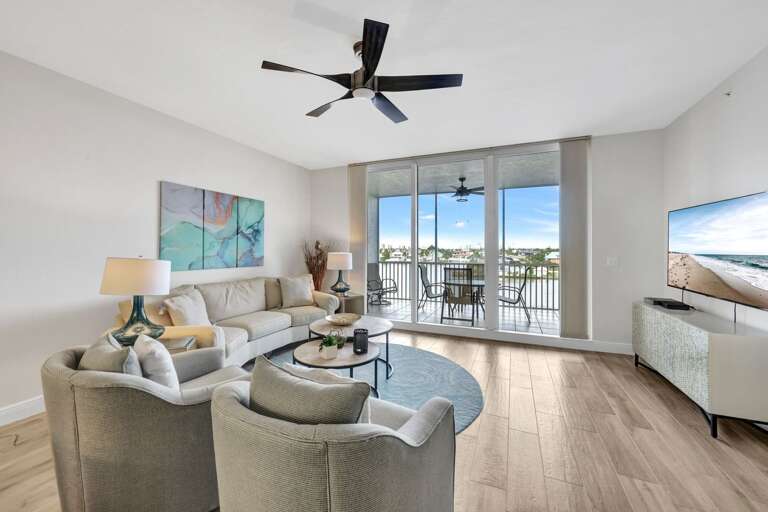 Living Room Interior With Furniture And Balcony View